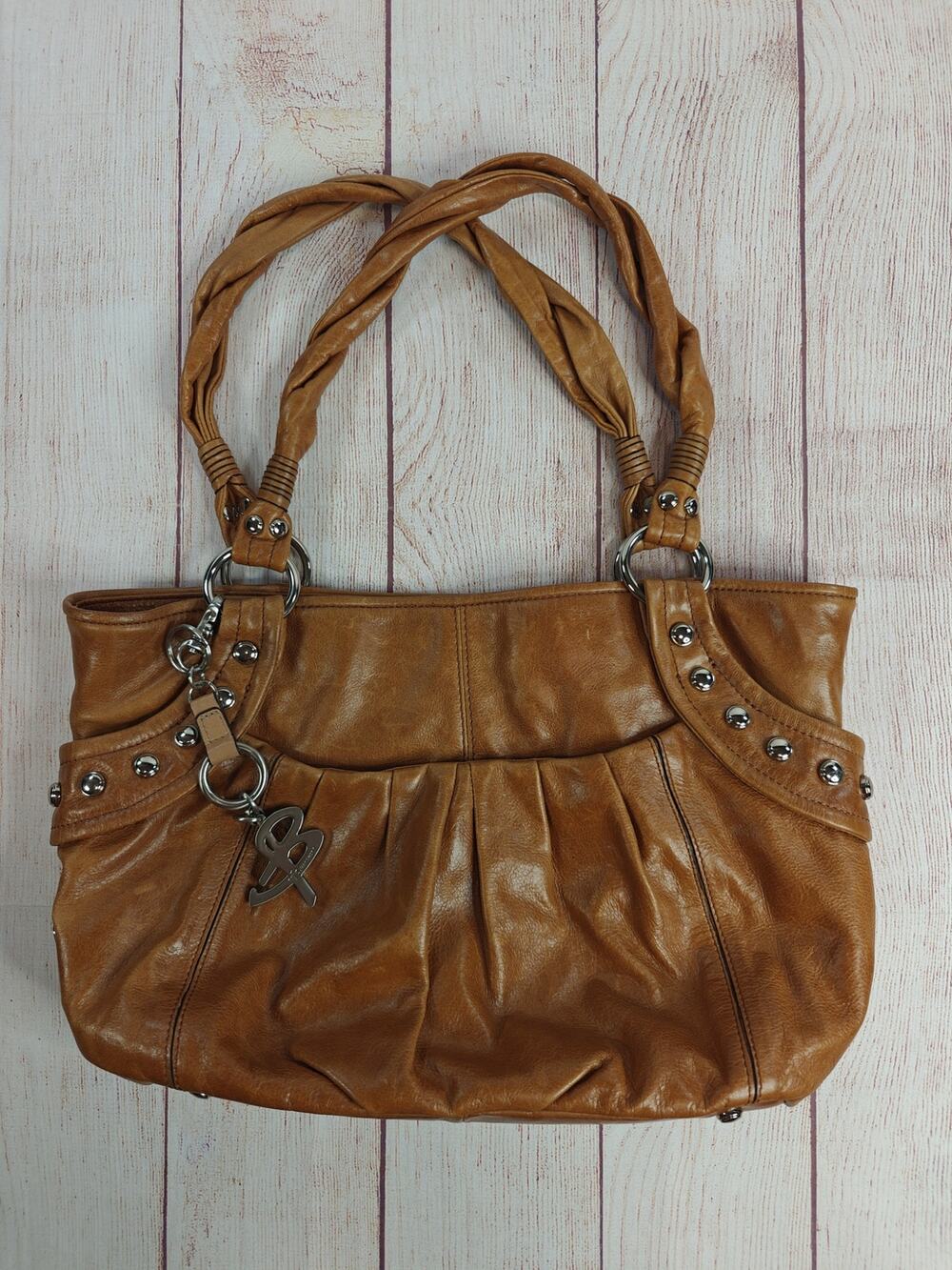 B. Makowsky slouchy caramel brown genuine leather shoulder bag